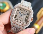 Cartier 904L Steel 9015 Movement 40MM in Diameter White and Rose Gold Dial Diamond Watch